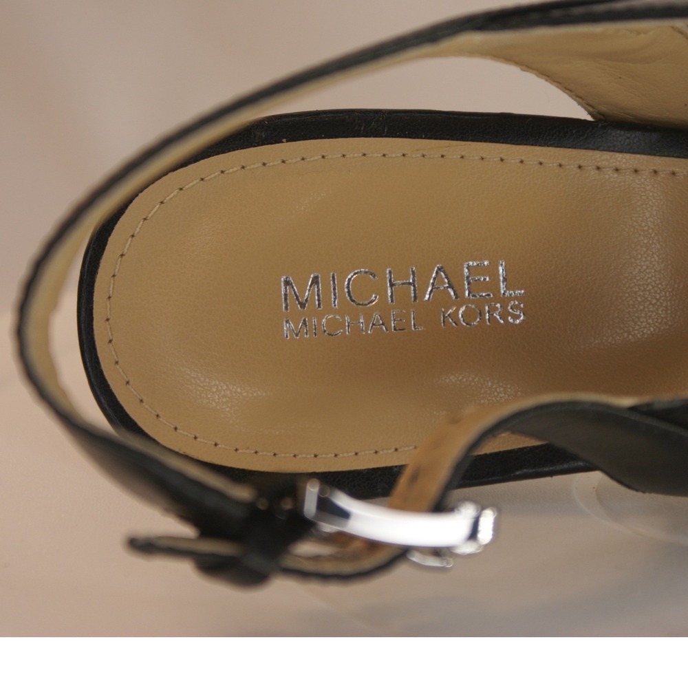 Michael Michael Kors Becky Black Leather Slingback Heel Sandals 40S8BEHS2L 7M - Picture 9 of 12